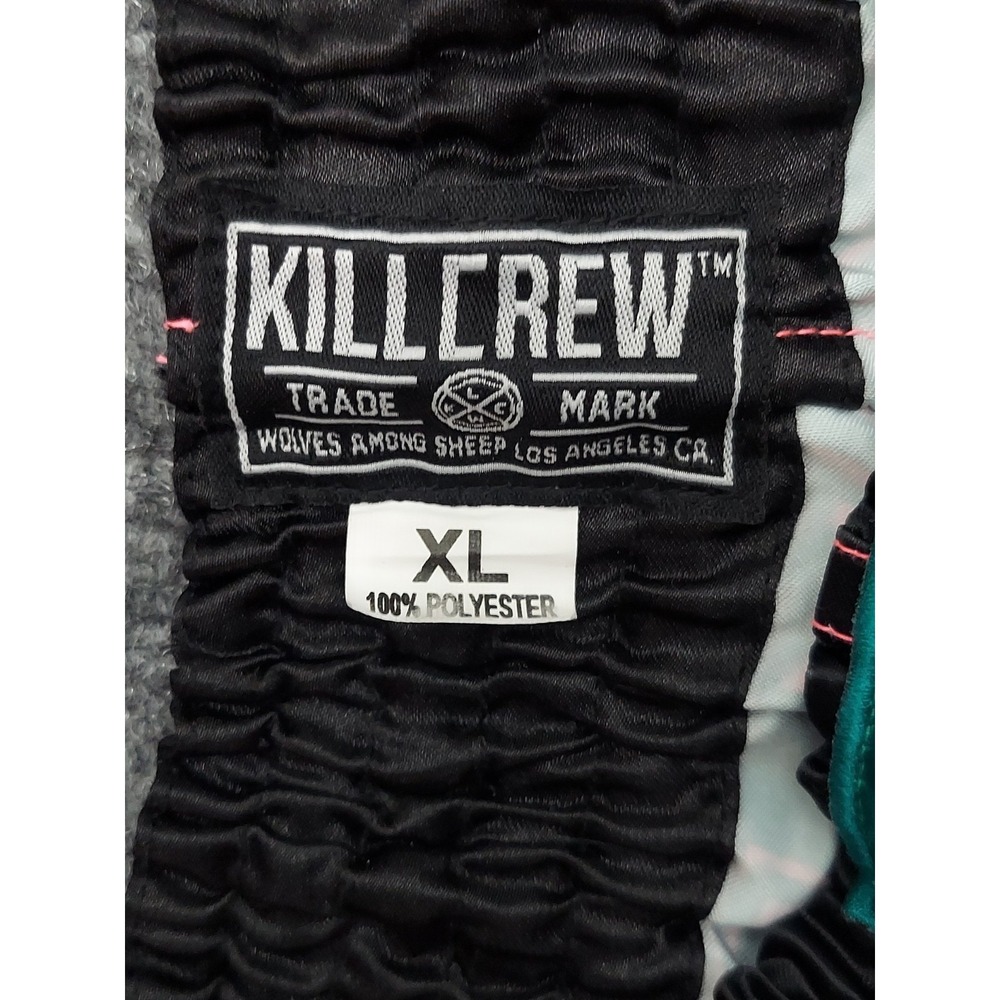 KILL CREW Fight Shorts Mens XL Teal Green Black Bandana Print Boxing Gym - Picture 11 of 12